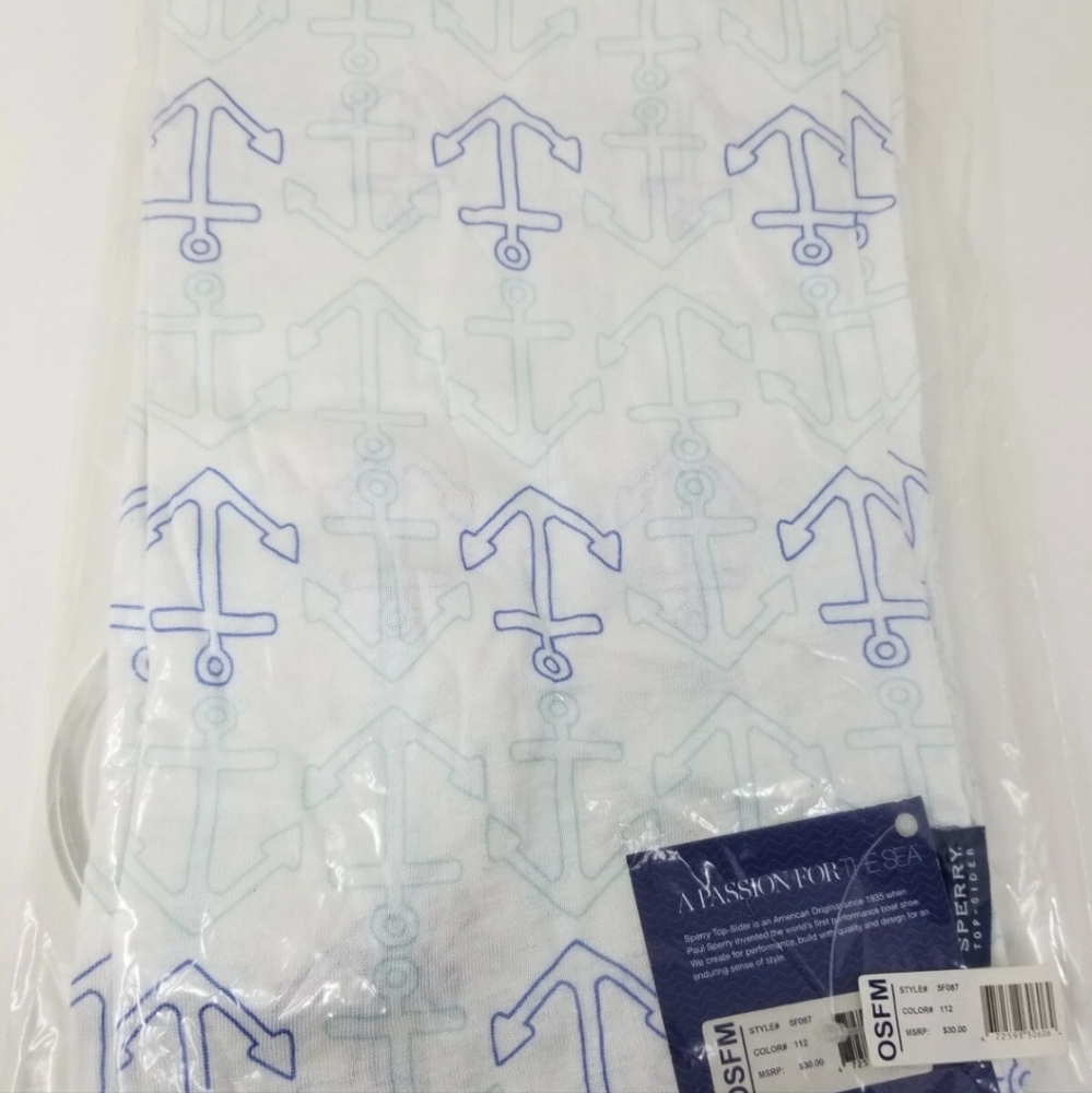 Sperry Top-Sider Womens Infinity Scarf Nautical  White - Blue Anchors New NWT - Picture 3 of 6